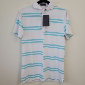 G/FORE Men's Offset Stripe Pique Polo Sardinia Golf‎ Small NWT